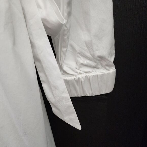 Mona Thalheimer Sz. L White Side Tie Blouse Capsule Minimalist - Picture 15 of 15